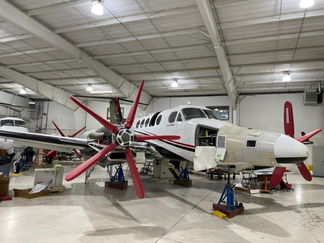 Right-side view of King Air modifications in progress