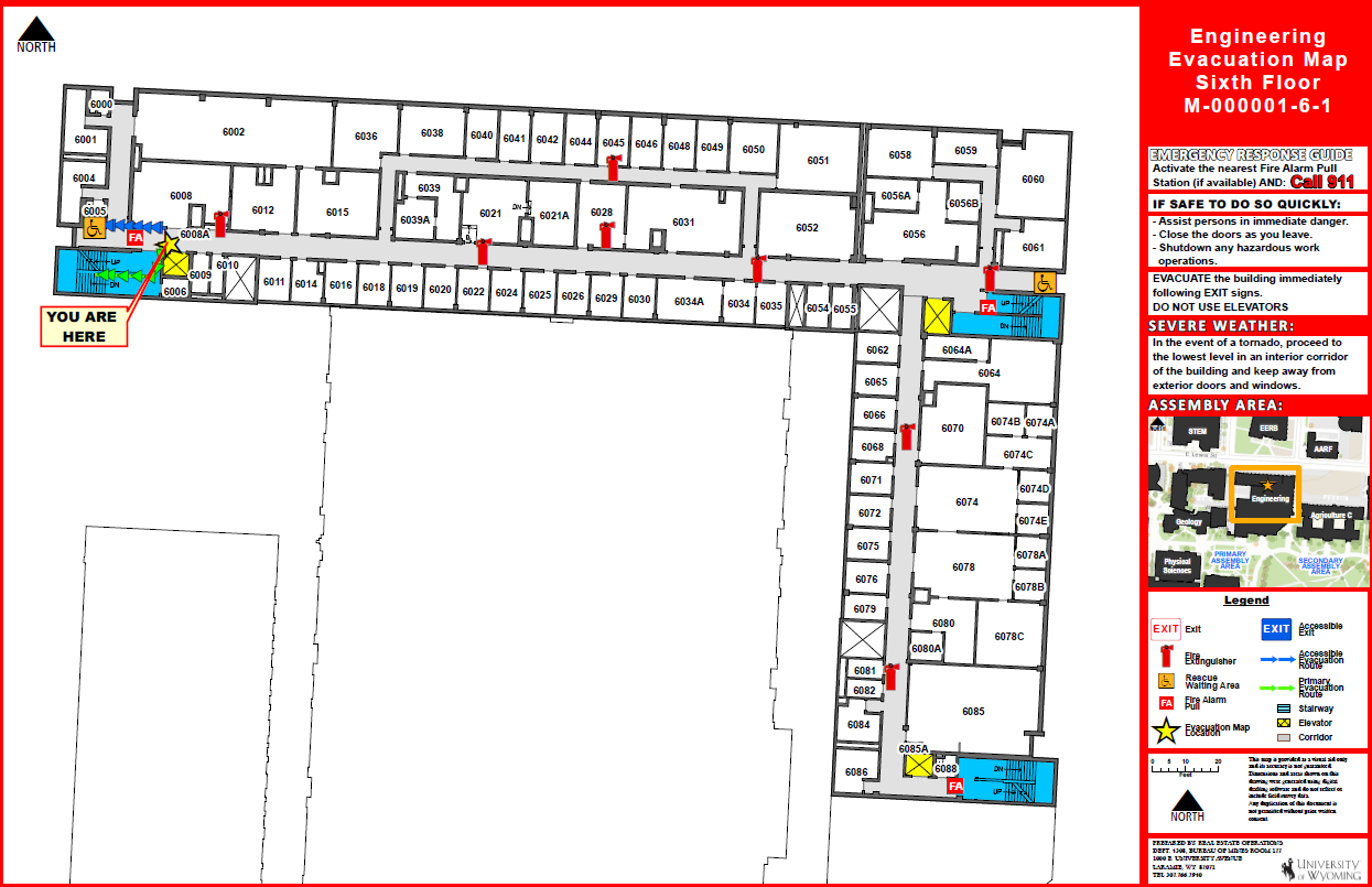 Evacuation map for 6th Floor Engineering