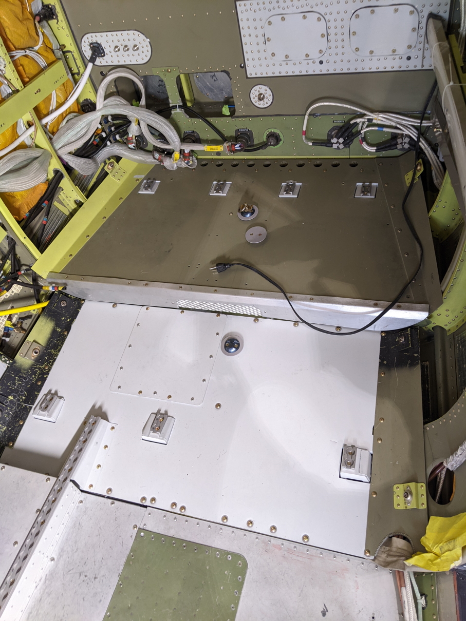 The King Air' baggage compartment undergoing modifcation for research instrumentation support
