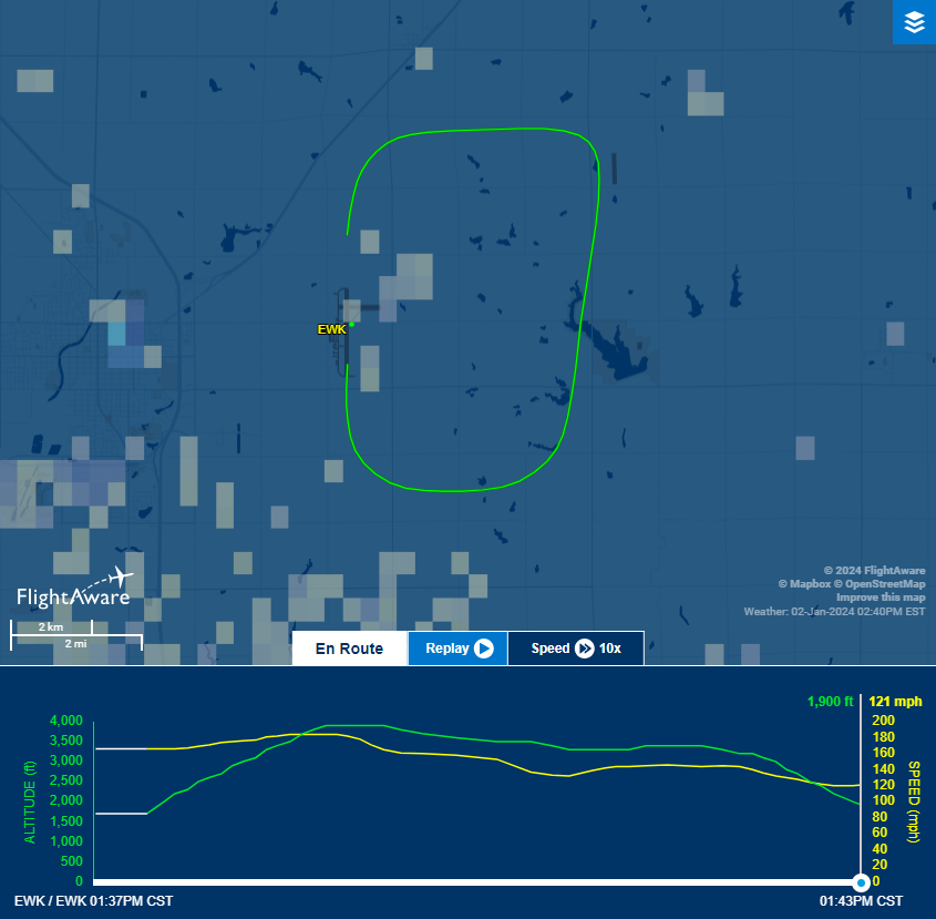Flight path for testing under simulated payload