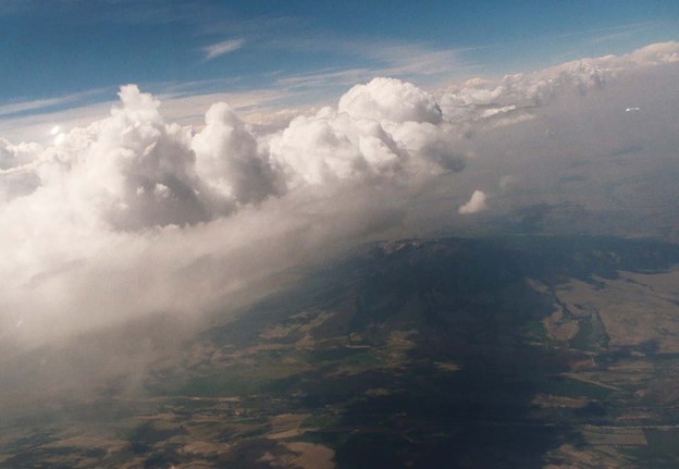 Aerial photo of Elk Mountain and clouds