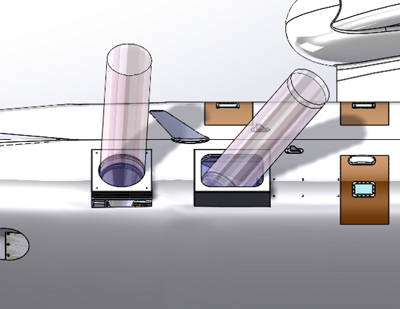Model view of nadir ports