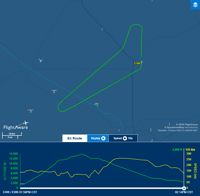 Flight path for testing under simulated payload