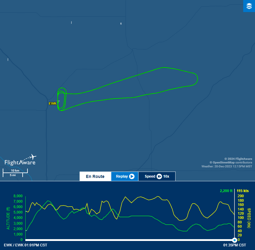 Flight path for testing under simulated payload