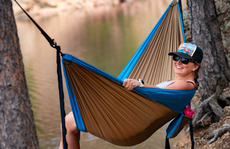 A person in a hamock