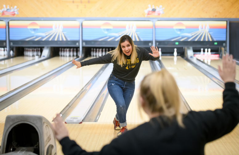 Group of people bowling
