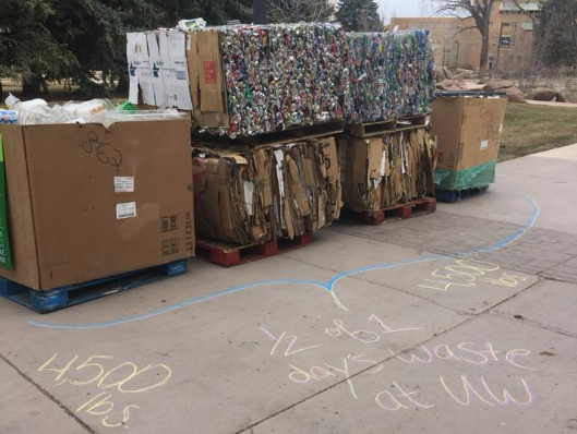 recyclable material showing what waste is produced in 1 day at UW.