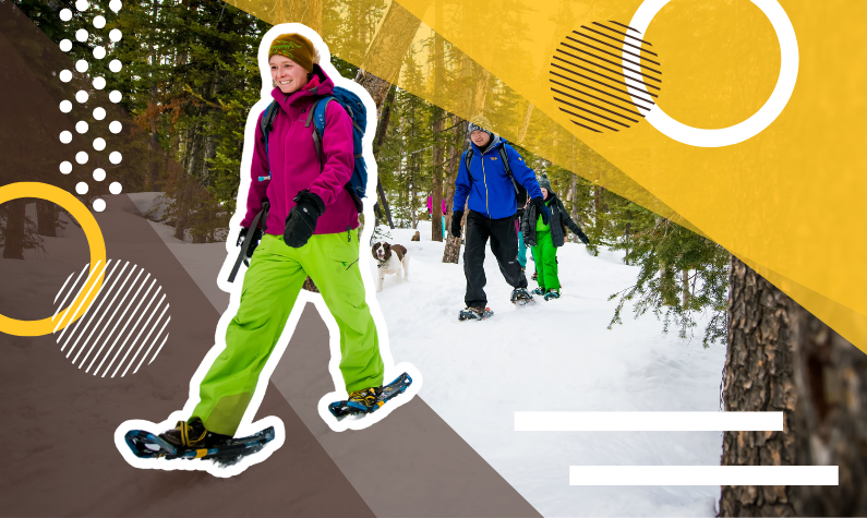 group of people snowshoeing