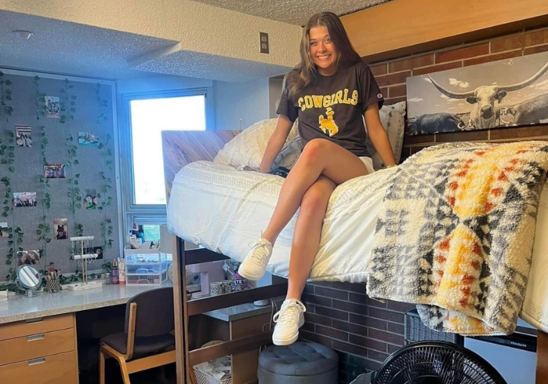 Makena in her dorm room