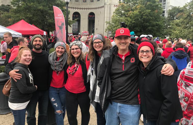 Cameron and her famnily at an Ohio football game
