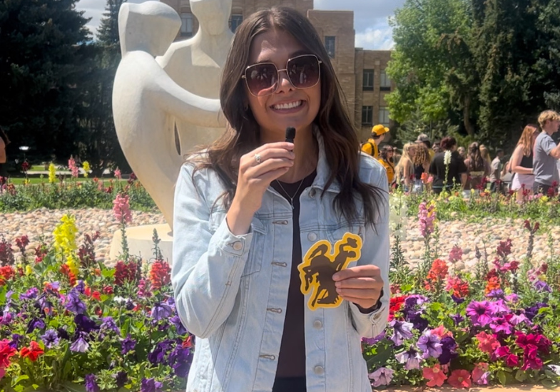 Makena filming a video for her UW marketing internship