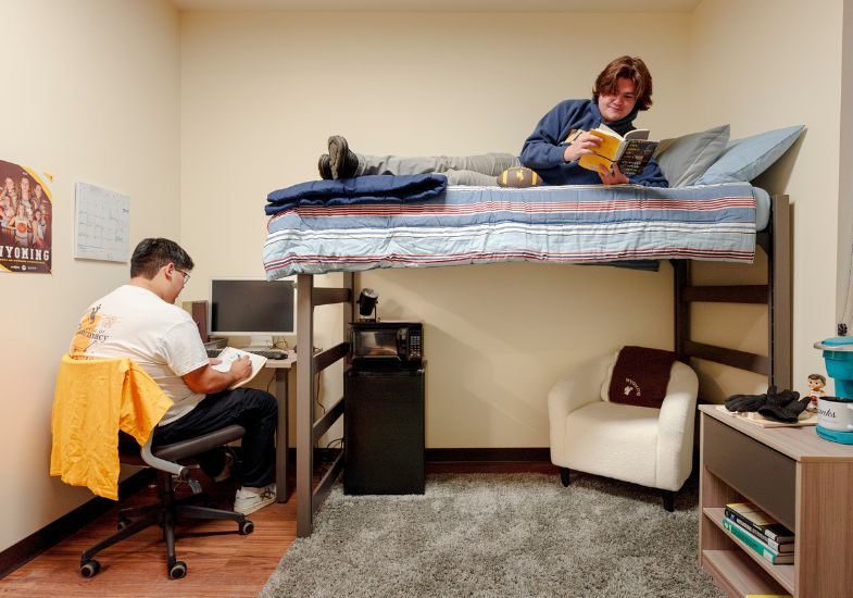 two students in their dorm room