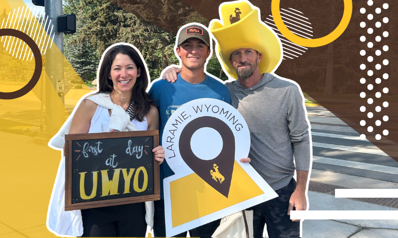 a family on move in day celebrating their Cowboy!