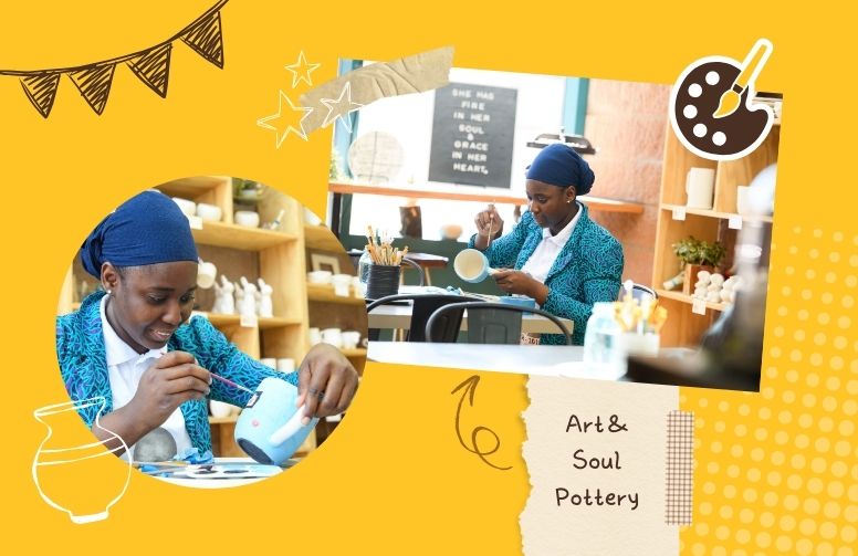 collage of Art and Soul Pottery Painting