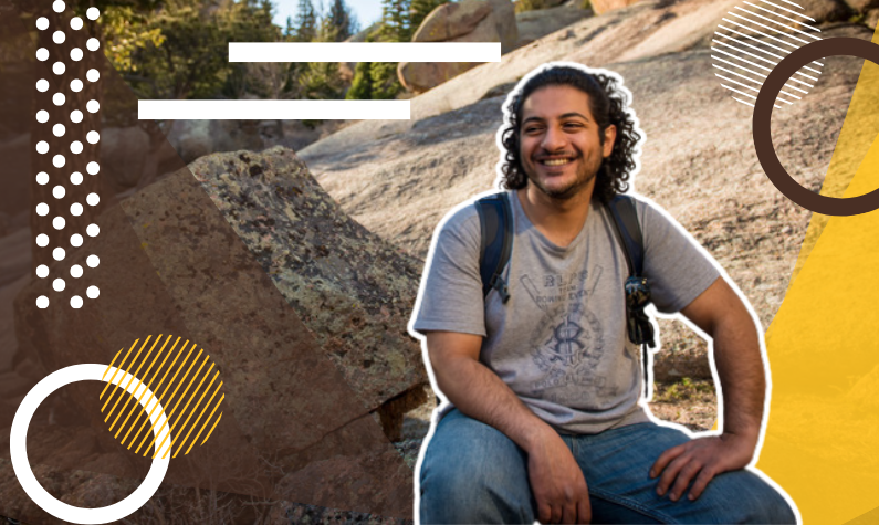 Student outside on a hike