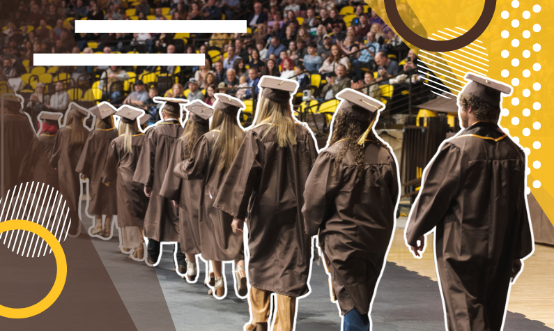 student walk at commencement
