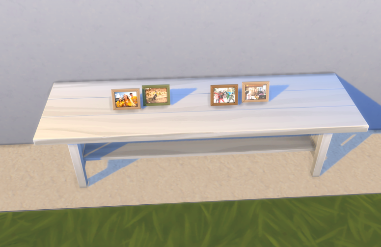 uw table with photo frames