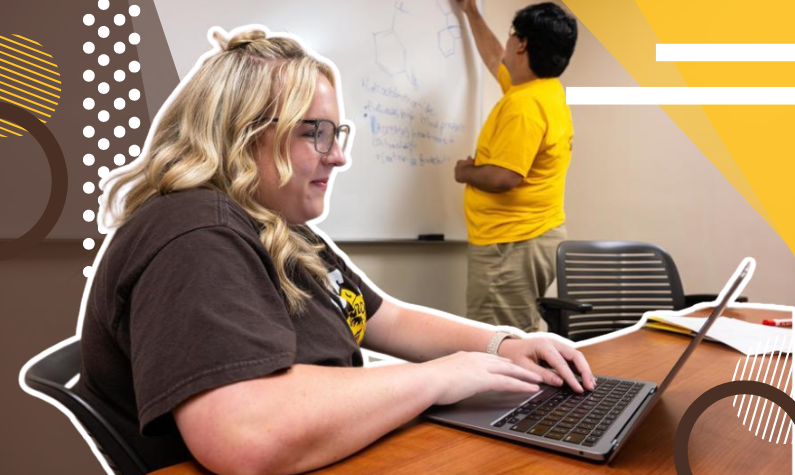 two students work in a study room