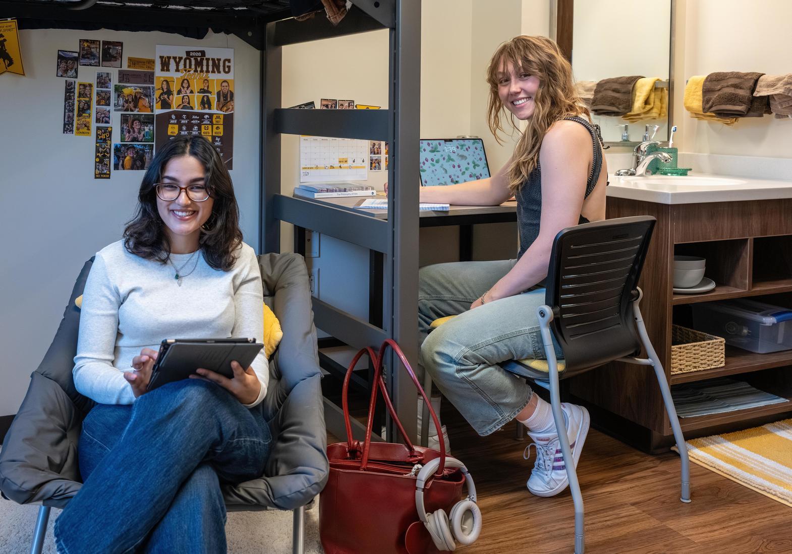 Roommates study in thier room together
