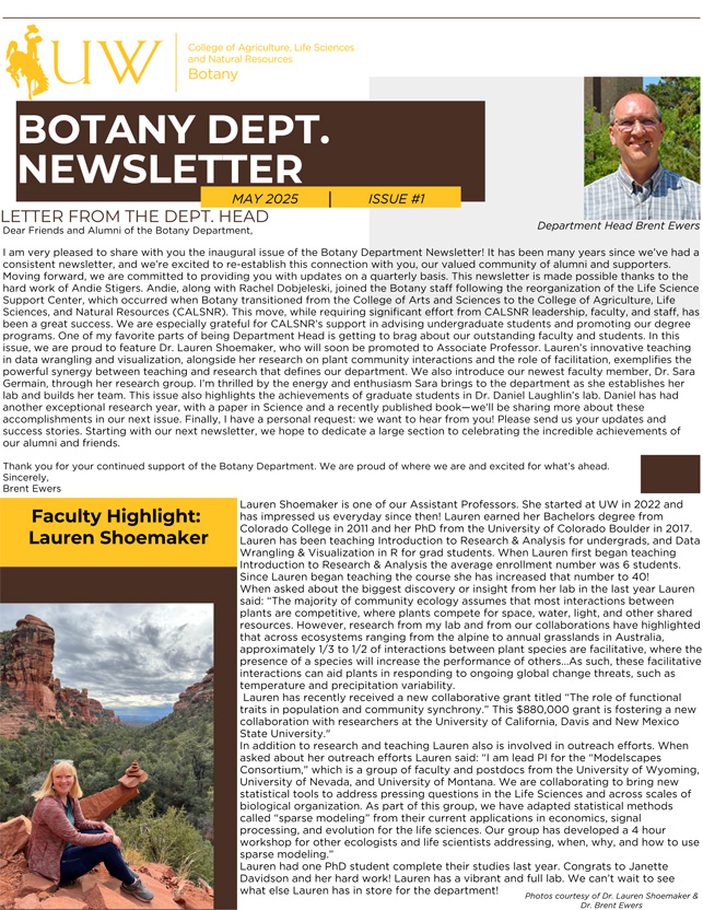 Botany Department Newsletter, May 2025