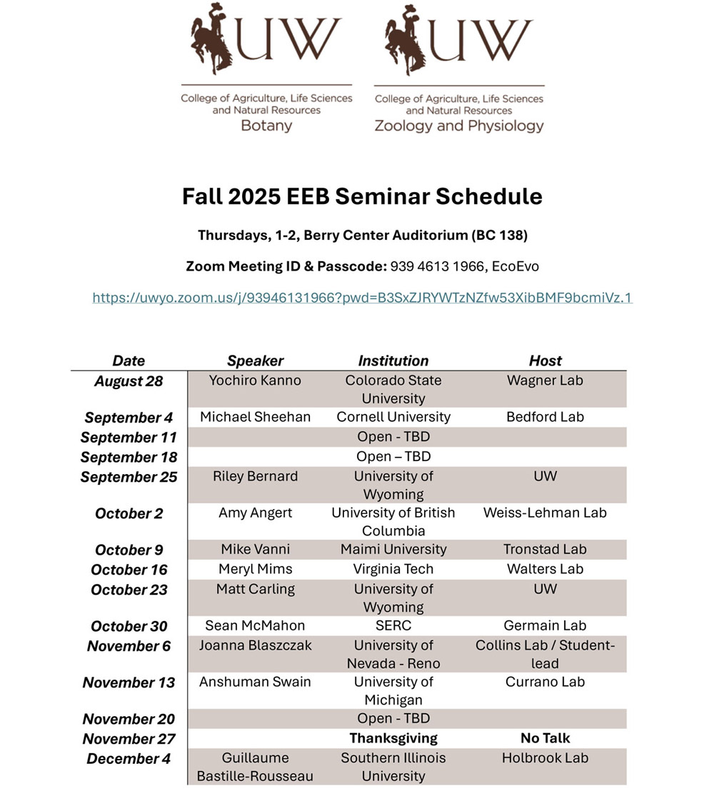 Fall 2025 EEB Seminar Schedule