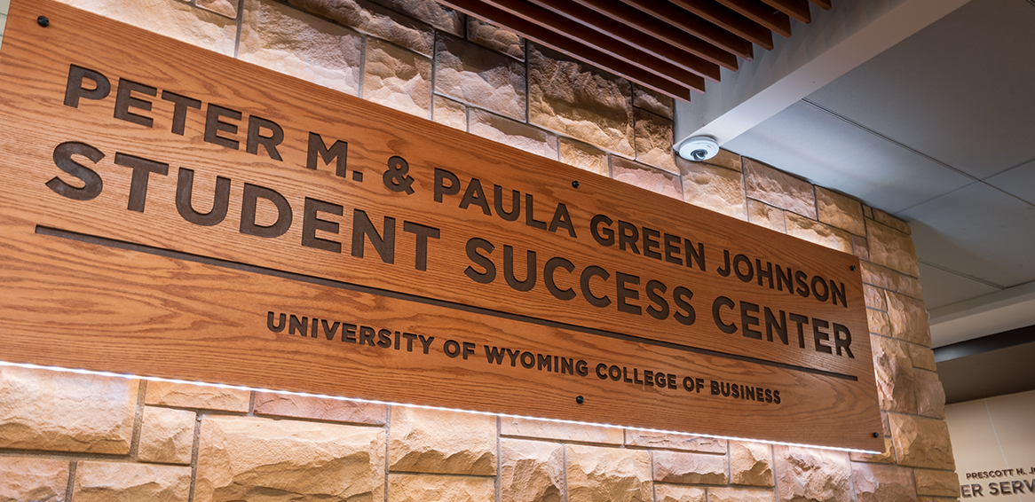 Peter M. & Paula Green Johnson Student Success Center sign