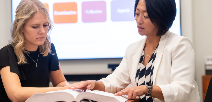 student working with a professor 