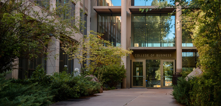exterior of the front of the College of Business.