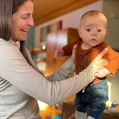 Mandy Fabel holding a baby