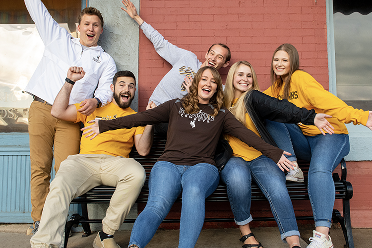 Students having coffee downtown.