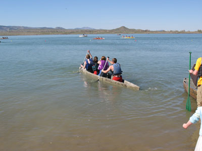 Joe, Becki, Kerri, and Daniel, Co-ed Slolam, off on the lake