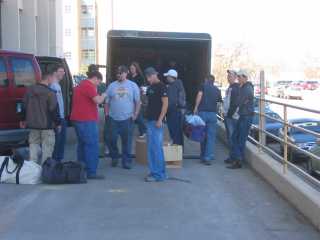 students loading trailer
