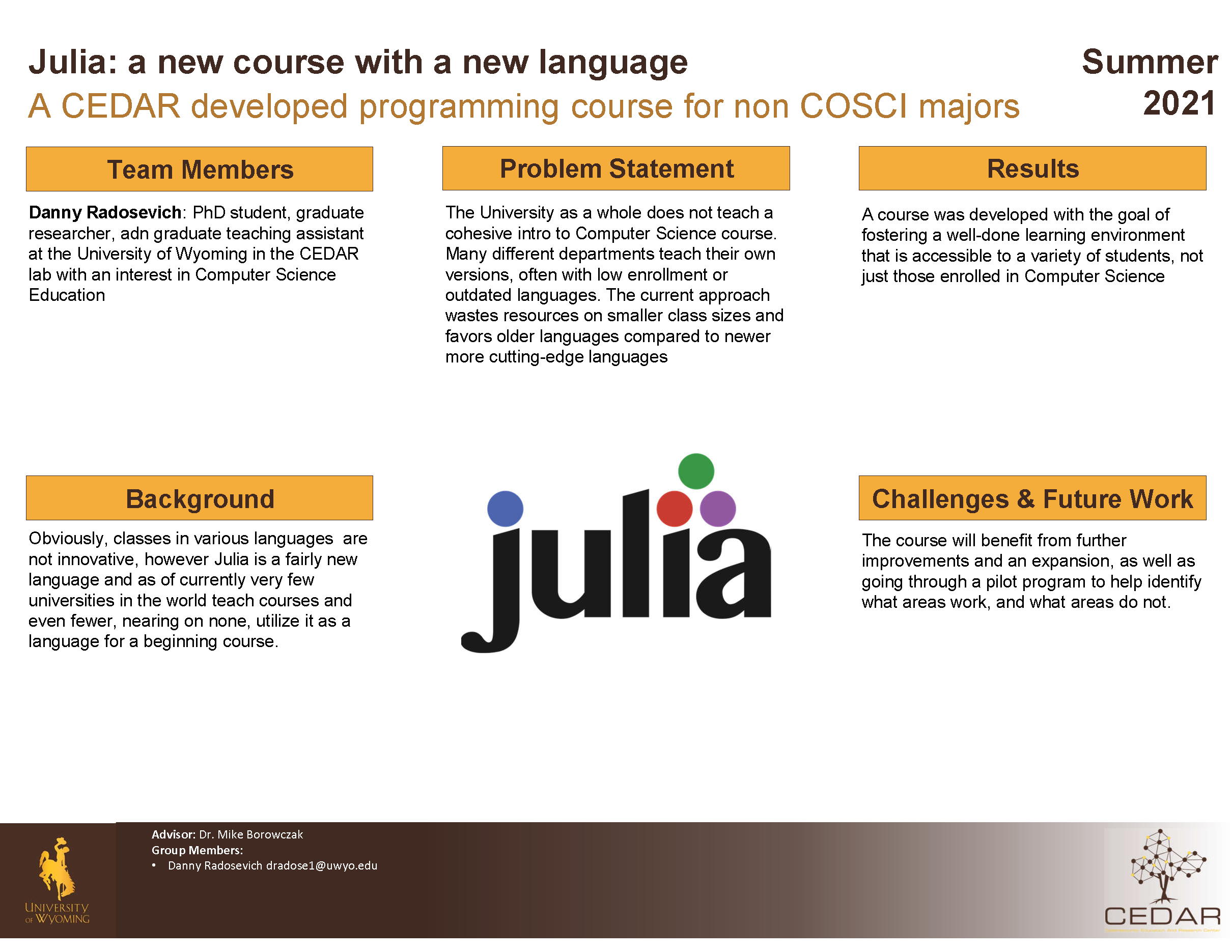  Poster for Julia: A New Course with a New Language
