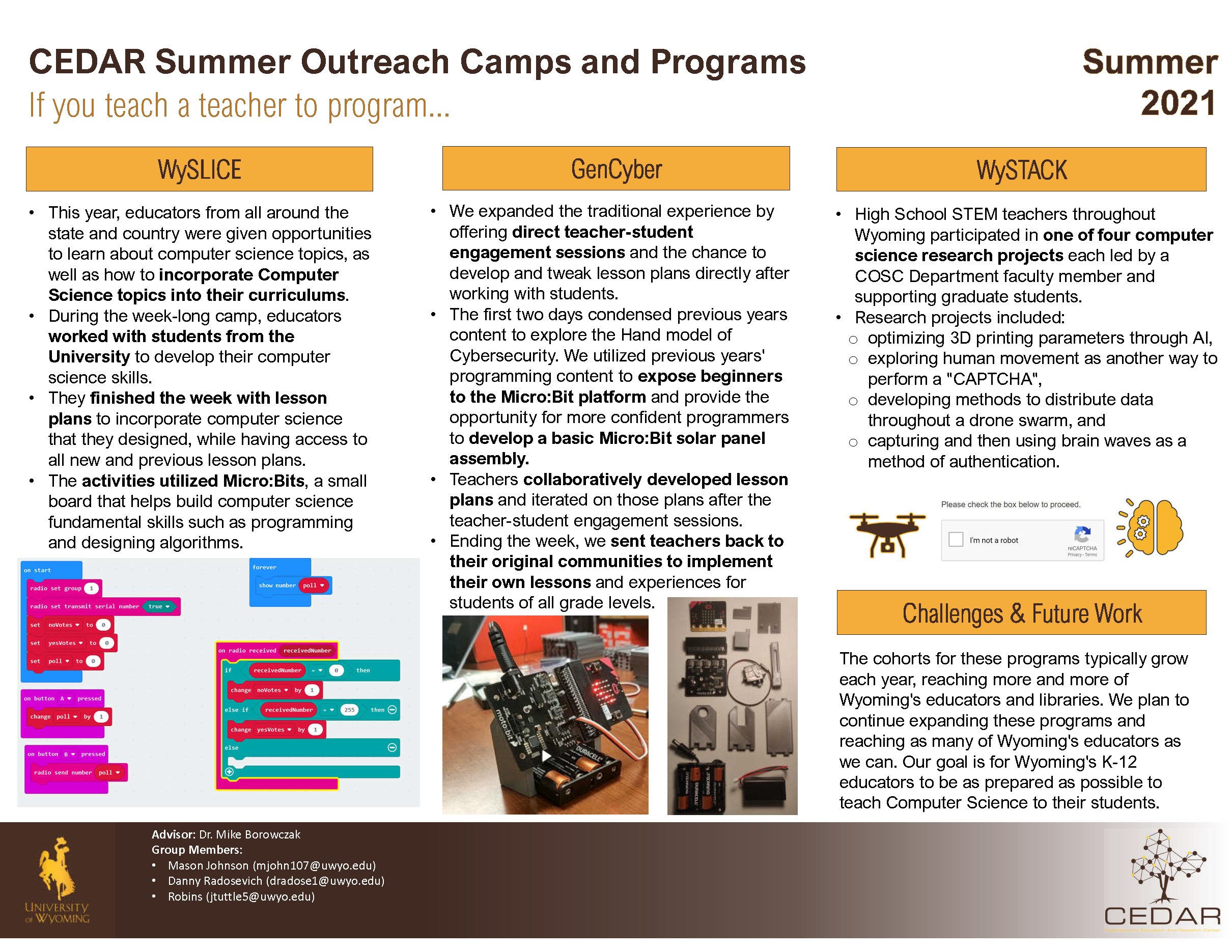  Poster for CEDAR Summer Outreach Camps and Programs