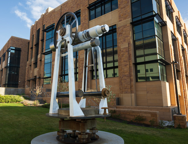 EERB building with statue in the foreground