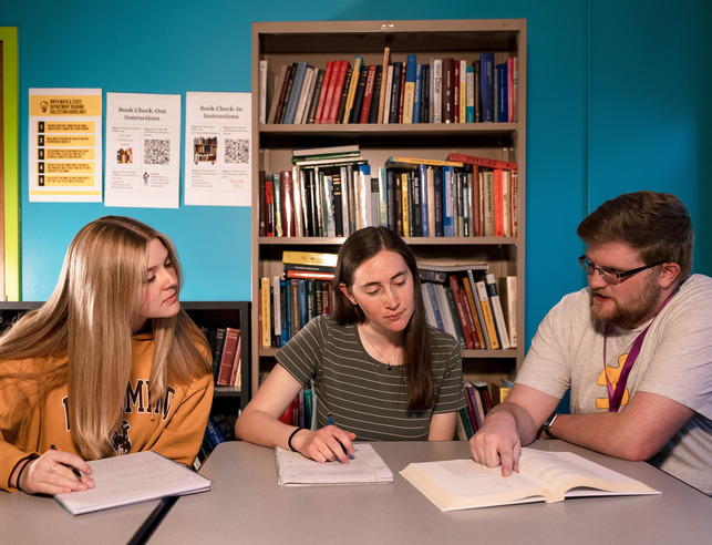 Three students studying