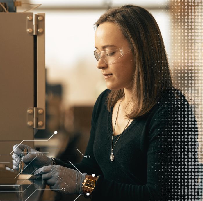 A student working in a chemistry lab