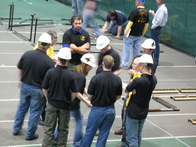Bridge team checking rules with judges once more before competition 