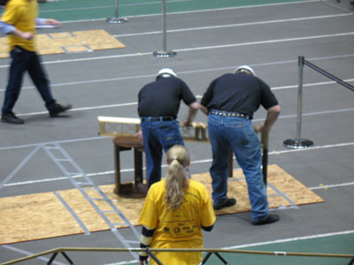 Students working on bridge competition - working on the first piece