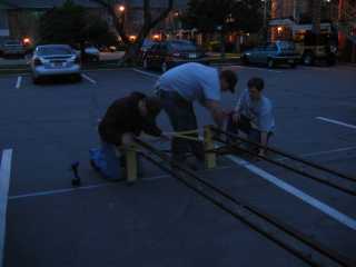 students building bridge