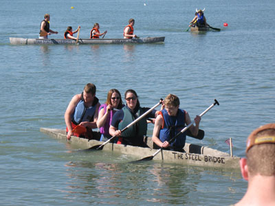 They're back - returning from the canoe race