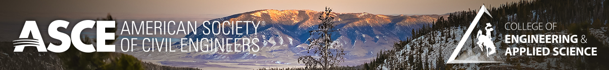 American Society of Civil Engineers, University of Wyoming, and CEAS logos on mountain background