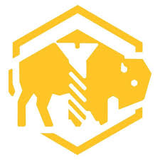 Innovation Wyrkshop logo Gold bison in a hexagon