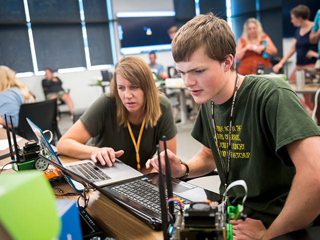 student and instructor interacting