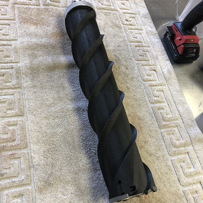 12CF 3D printed ice coring drill bit & WJ machined steel support ring, tool steel cutting teeth