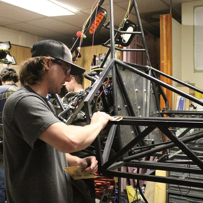 student works on wyomoto project