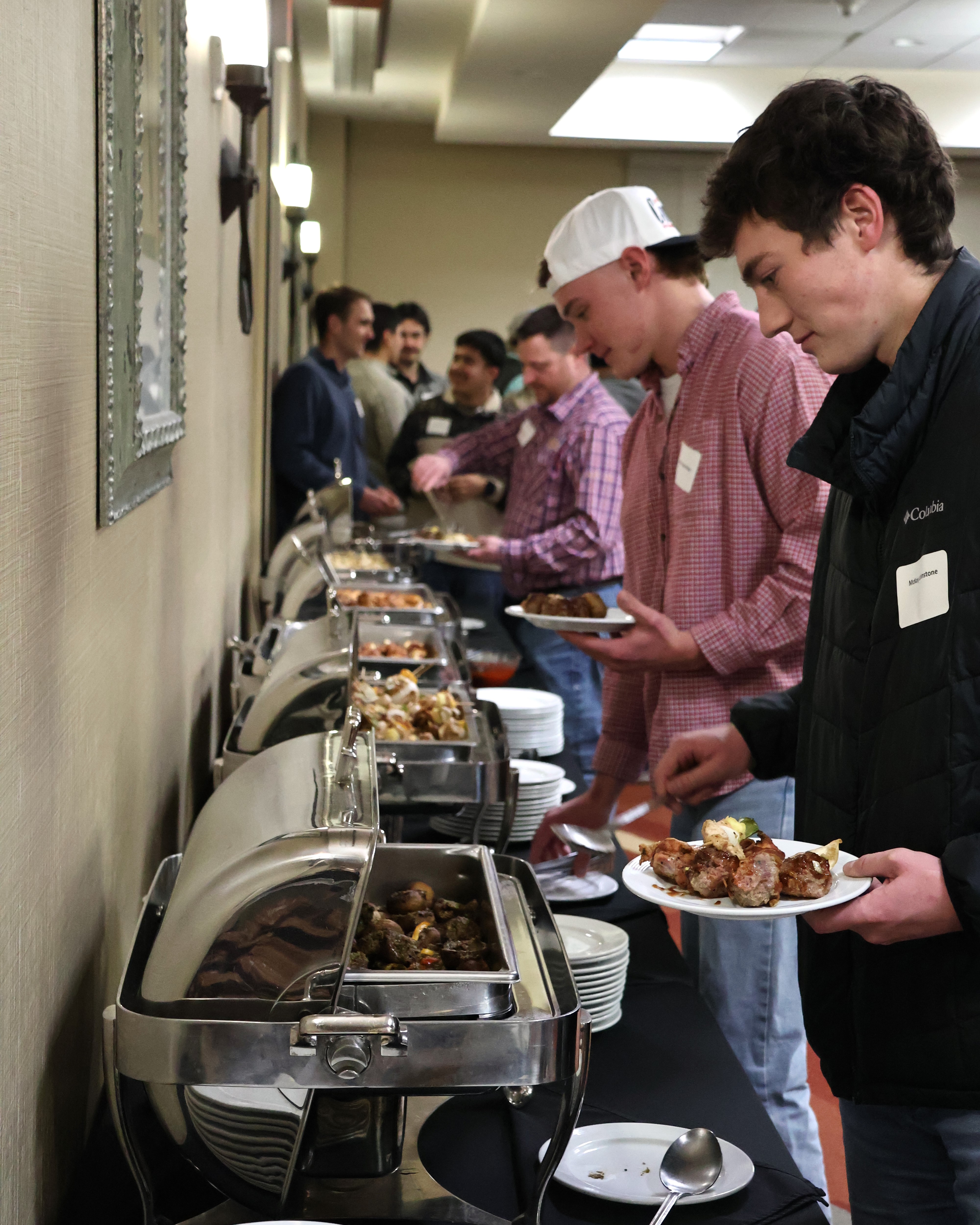 boys getting food 