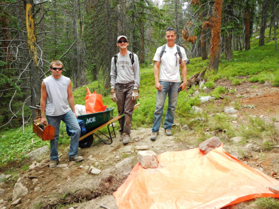 Lab group working in mountains