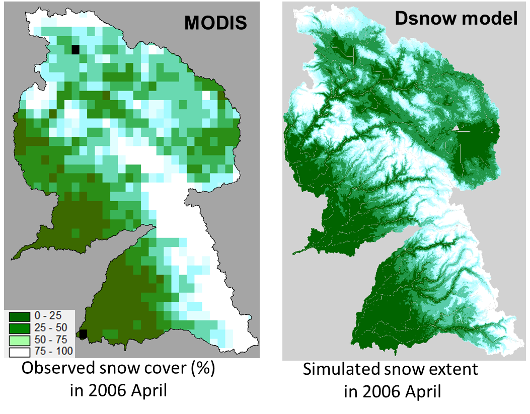 Observed and simulated snow cover in 2006