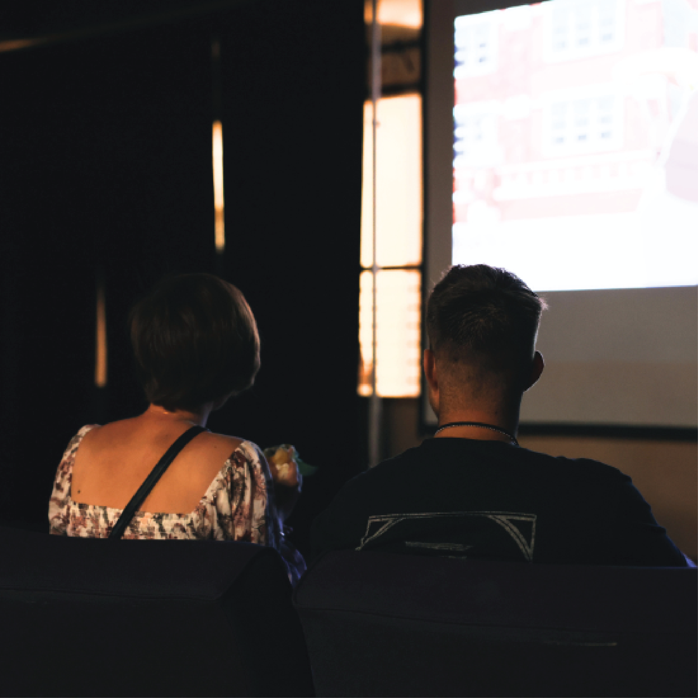 students watching a movie